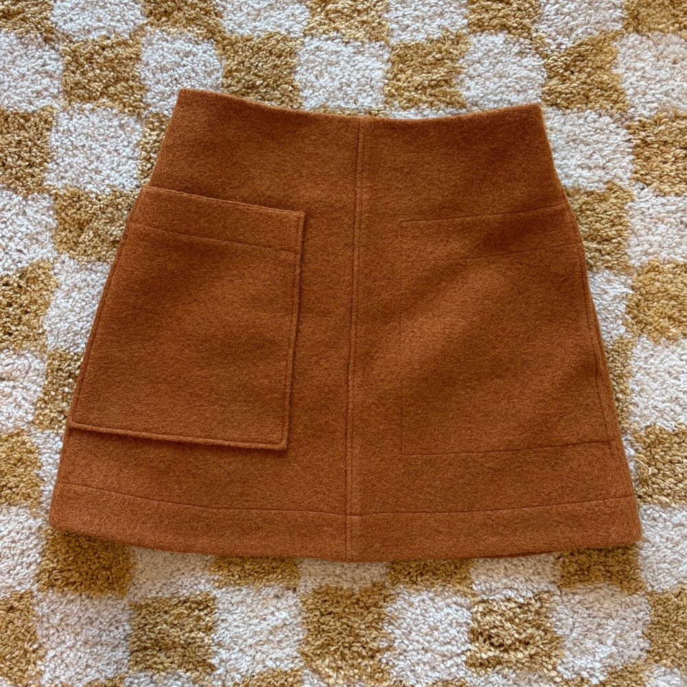 COS Wool Brown Mini Skirt with Pockets